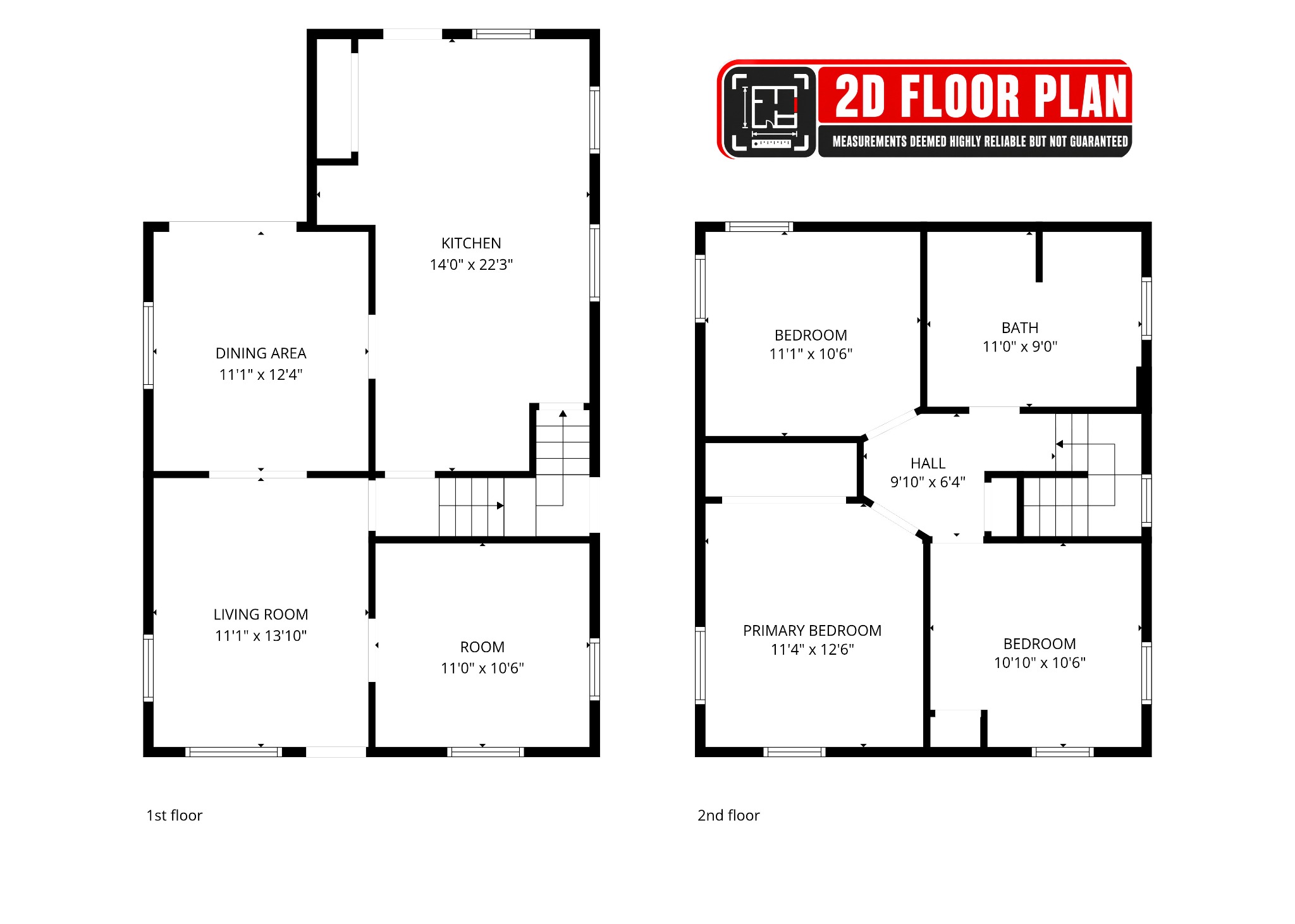 Complete first- and second-floor plans for 52 North Lyon Street